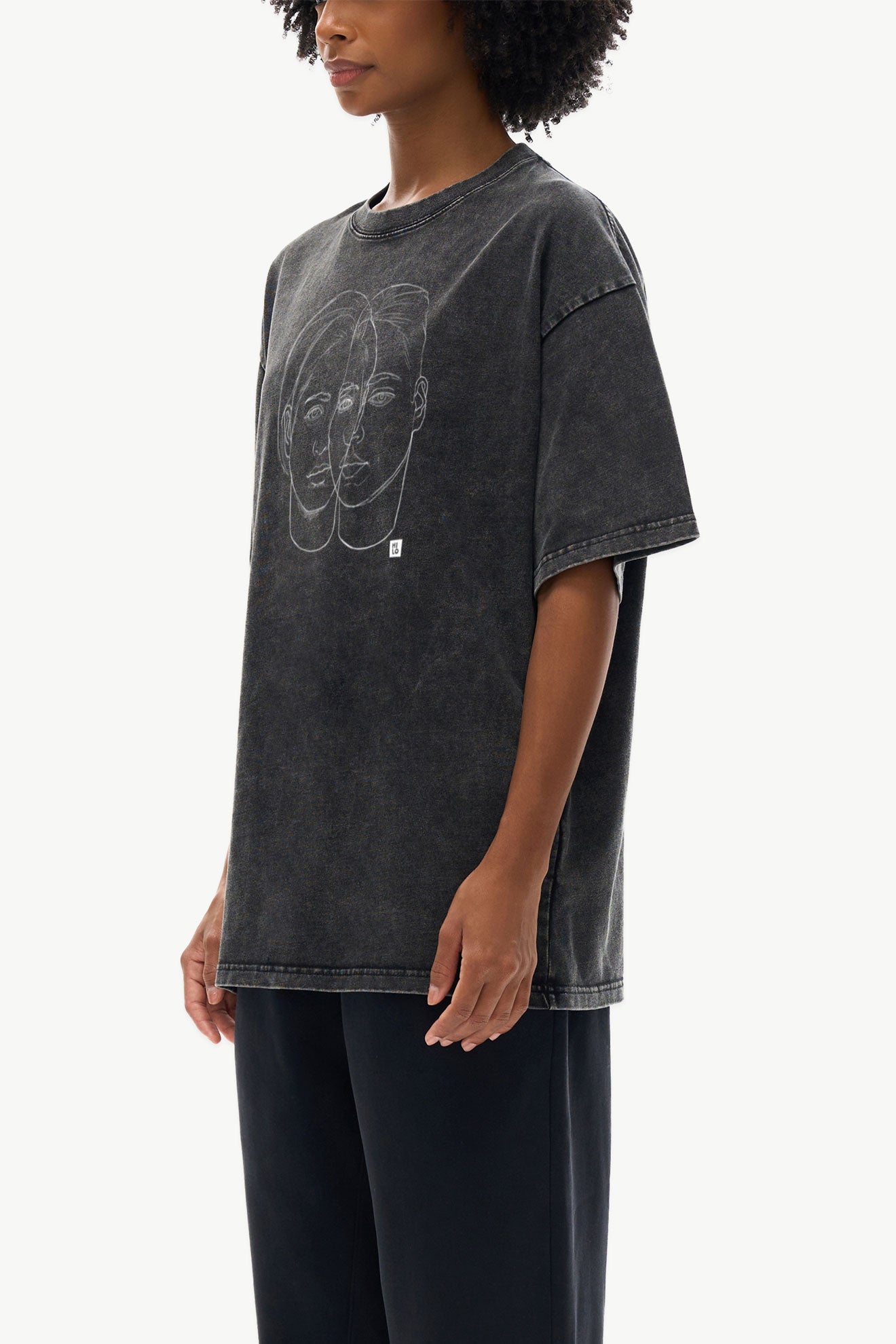 Two Heads Snow Washed Oversized Cotton T-Shirt